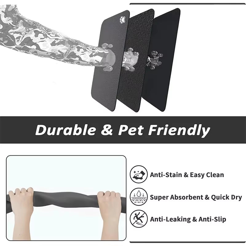 Pet Feeding Mat Absorbent Dog Cat Mat for Food and Water Easy to Clean Pet Placemats Quick Dry Dog Mat for Messy Drinkers